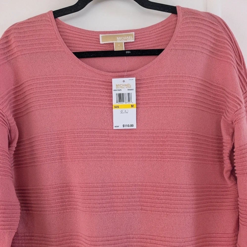 Michael Kors Pink Versatile Aesthetic Sweater Loose Fit Size M Longsleeve